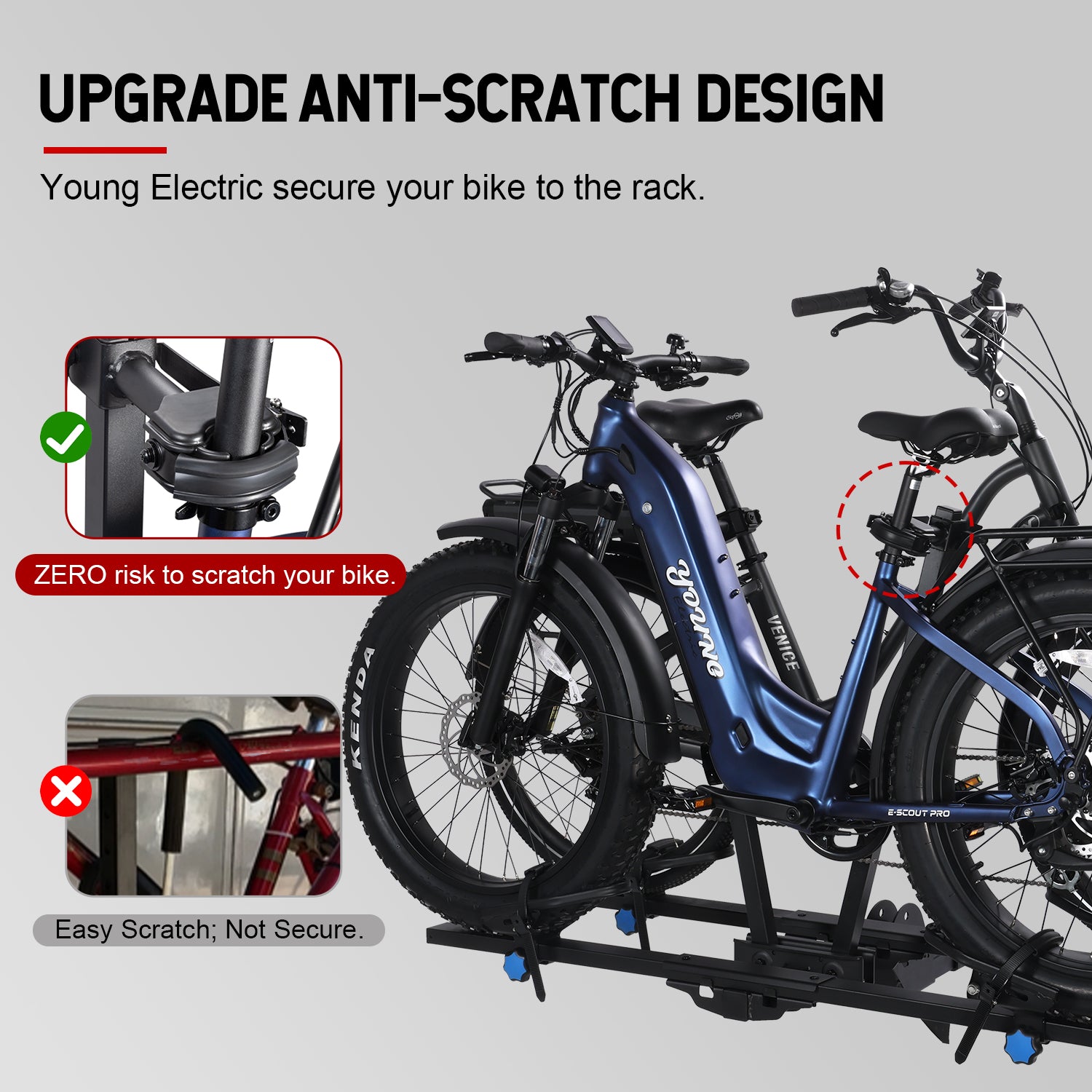 Young Electric FELLOW Foldable Hitch Bike Rack | 2’’ Receiver, 200 LBS Capacity