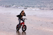 Riding on beach with Folding Electric Bike SDREAM X750S
